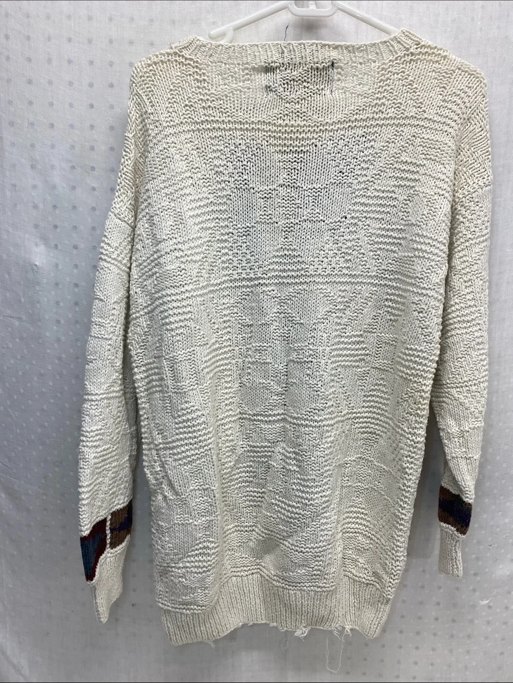 Vtg Chaps Ralph Lauren Aztec Geometric Sweater Linen Cotton Hand Knit FLAWED